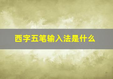 西字五笔输入法是什么