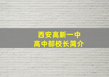 西安高新一中高中部校长简介