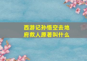 西游记孙悟空去地府救人原著叫什么