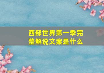 西部世界第一季完整解说文案是什么