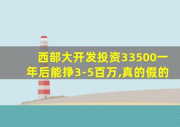 西部大开发投资33500一年后能挣3-5百万,真的假的