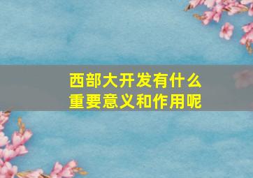 西部大开发有什么重要意义和作用呢