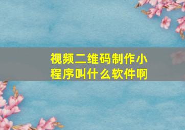 视频二维码制作小程序叫什么软件啊