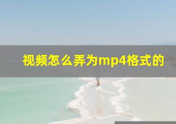 视频怎么弄为mp4格式的