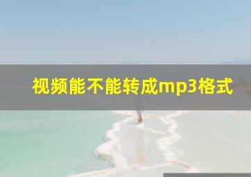 视频能不能转成mp3格式