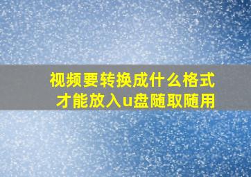 视频要转换成什么格式才能放入u盘随取随用