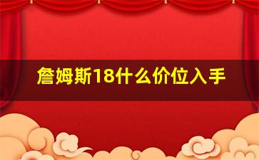 詹姆斯18什么价位入手