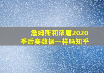 詹姆斯和浓眉2020季后赛数据一样吗知乎