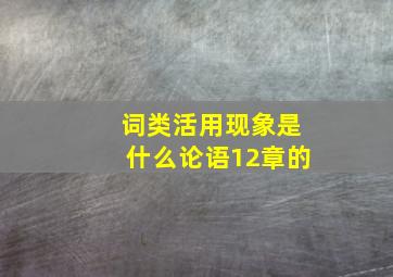 词类活用现象是什么论语12章的