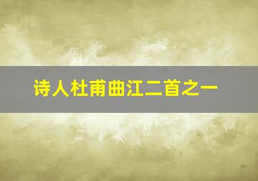 诗人杜甫曲江二首之一