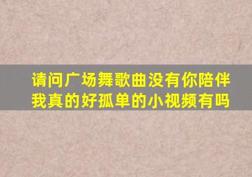 请问广场舞歌曲没有你陪伴我真的好孤单的小视频有吗