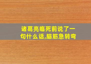 诸葛亮临死前说了一句什么话,脑筋急转弯