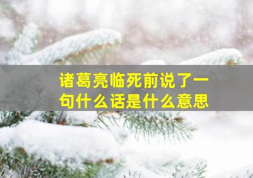 诸葛亮临死前说了一句什么话是什么意思