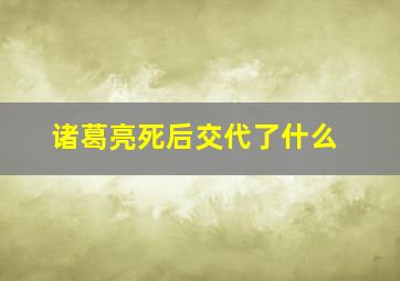 诸葛亮死后交代了什么