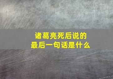 诸葛亮死后说的最后一句话是什么