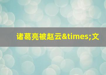 诸葛亮被赵云×文