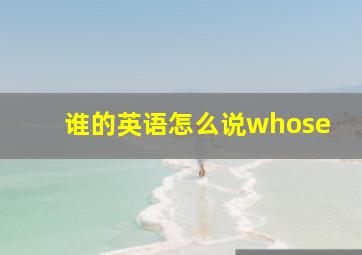 谁的英语怎么说whose