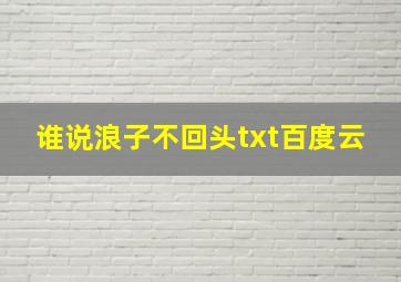 谁说浪子不回头txt百度云