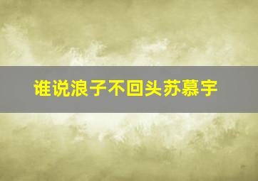 谁说浪子不回头苏慕宇