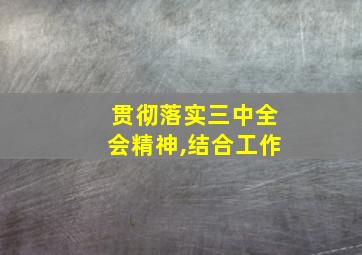 贯彻落实三中全会精神,结合工作