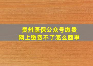 贵州医保公众号缴费网上缴费不了怎么回事