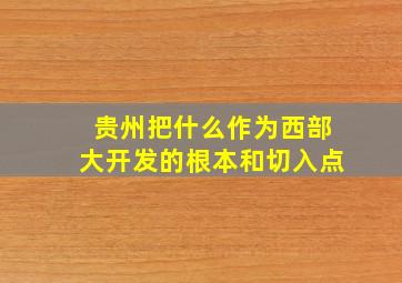 贵州把什么作为西部大开发的根本和切入点