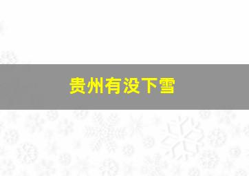 贵州有没下雪