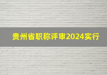 贵州省职称评审2024实行