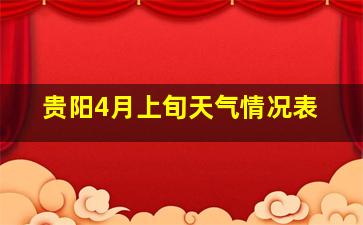 贵阳4月上旬天气情况表