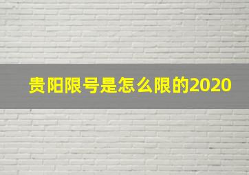 贵阳限号是怎么限的2020