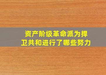 资产阶级革命派为捍卫共和进行了哪些努力