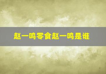 赵一鸣零食赵一鸣是谁