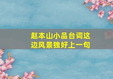 赵本山小品台词这边风景独好上一句