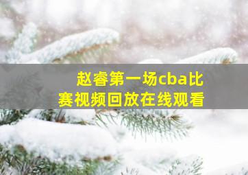 赵睿第一场cba比赛视频回放在线观看