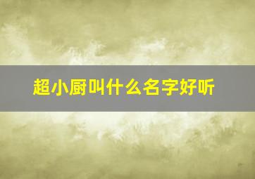 超小厨叫什么名字好听