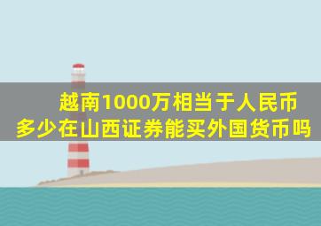 越南1000万相当于人民币多少在山西证券能买外国货币吗