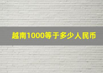 越南1000等于多少人民币