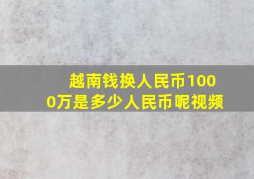 越南钱换人民币1000万是多少人民币呢视频