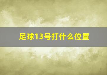 足球13号打什么位置