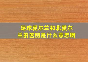 足球爱尔兰和北爱尔兰的区别是什么意思啊