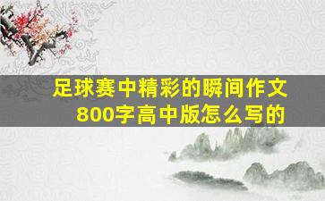 足球赛中精彩的瞬间作文800字高中版怎么写的