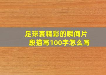 足球赛精彩的瞬间片段描写100字怎么写