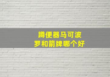 蹲便器马可波罗和箭牌哪个好