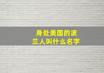 身处美国的波兰人叫什么名字