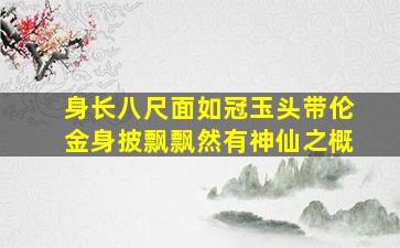 身长八尺面如冠玉头带伦金身披飘飘然有神仙之概