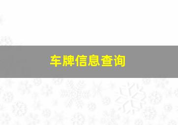 车牌信息查询