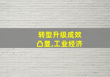 转型升级成效凸显,工业经济