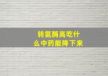 转氨酶高吃什么中药能降下来