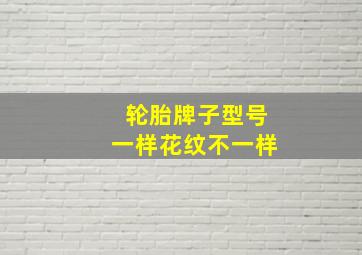 轮胎牌子型号一样花纹不一样