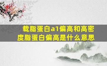 载脂蛋白a1偏高和高密度脂蛋白偏高是什么意思